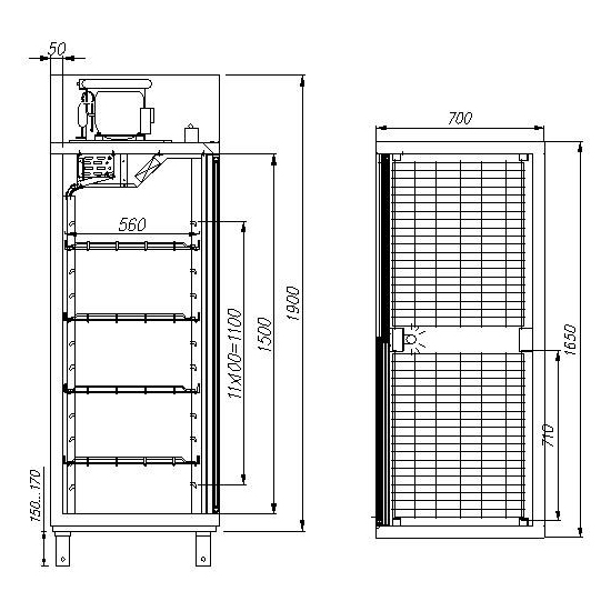 Шкаф холодильный Carboma R1400К INOX